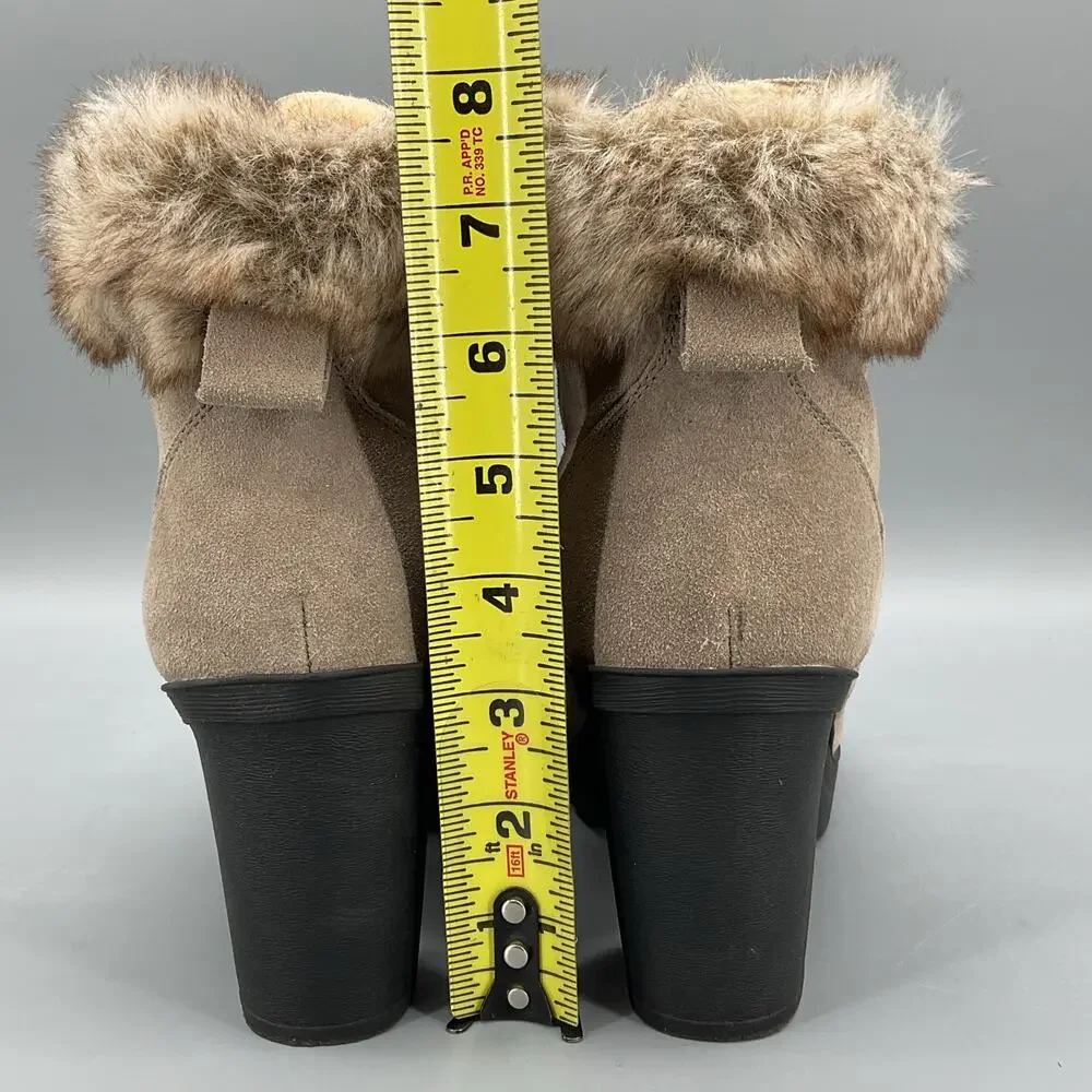 NEW Bearpaw Women’s Marlowe Suede Heeled Boots Mushroom Size 7